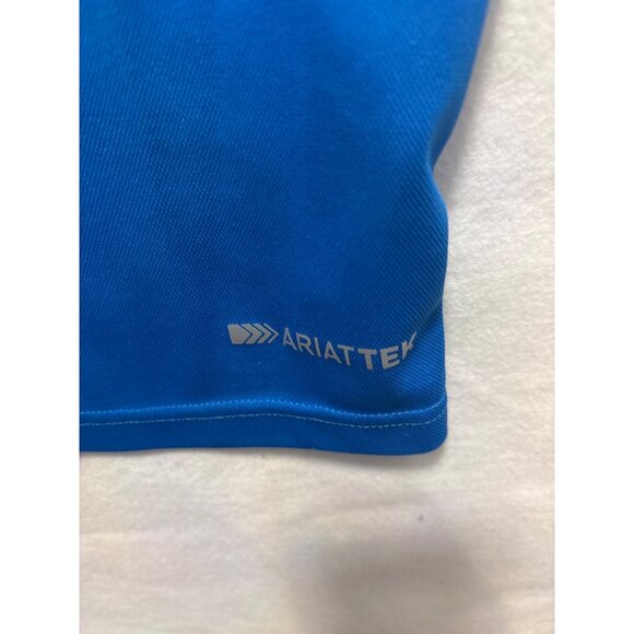 Ariat Mens Blue Polo Shirt L Heat Series Moisture Wicking Short Sleeve - Picture 10 of 12